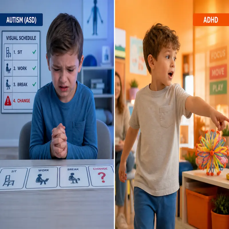 بررسی تفاوت و شباهت علائم اوتیسم و ADHD در واکنش به روتین‌ها